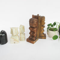 White Marble Onyx Tiki Bookends
