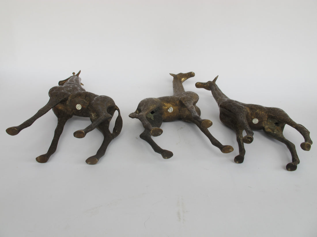 Set of 3 Brass Giraffes