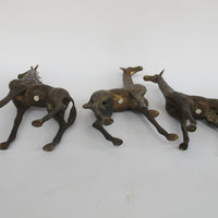Set of 3 Brass Giraffes