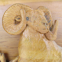 Carved Mountain Ram Wood Wall Art from Canada (Large and Small Sold Separately)