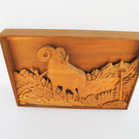 Carved Mountain Ram Wood Wall Art from Canada (Large and Small Sold Separately)