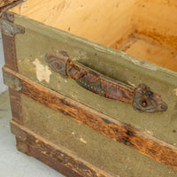 Green Metal Trunk With Wood and Leather