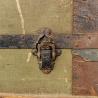 Green Metal Trunk With Wood and Leather