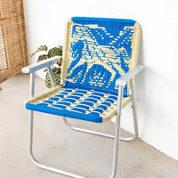 Retro Macramé Woven Folding Lawn Camp Chair