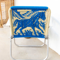 Retro Macramé Woven Folding Lawn Camp Chair