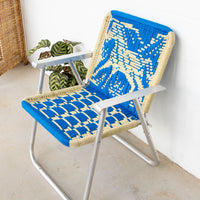 Retro Macramé Woven Folding Lawn Camp Chair