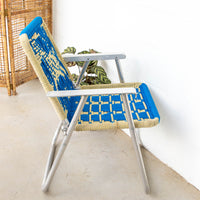 Retro Macramé Woven Folding Lawn Camp Chair