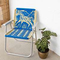 Retro Macramé Woven Folding Lawn Camp Chair