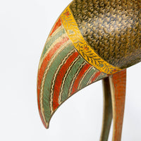 Brass Enameled Crane Statue