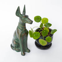 Egyptian Green Patina Guardian Dog Sculpture
