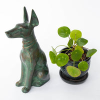 Egyptian Green Patina Guardian Dog Sculpture