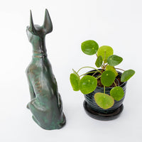 Egyptian Green Patina Guardian Dog Sculpture
