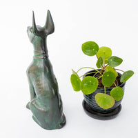 Egyptian Green Patina Guardian Dog Sculpture