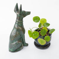 Egyptian Green Patina Guardian Dog Sculpture