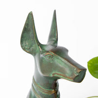 Egyptian Green Patina Guardian Dog Sculpture