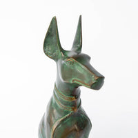 Egyptian Green Patina Guardian Dog Sculpture