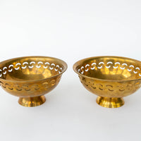 vintage Brass Pedestal Lattice Bowls