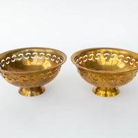 vintage Brass Pedestal Lattice Bowls