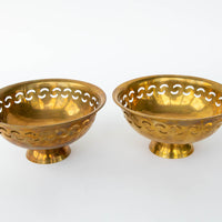 vintage Brass Pedestal Lattice Bowls