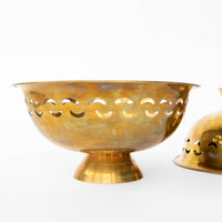 vintage Brass Pedestal Lattice Bowls