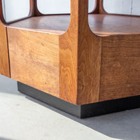 Midcentury Hexagon Table with Frosted Black Glass