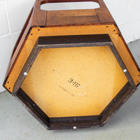 Midcentury Hexagon Table with Frosted Black Glass