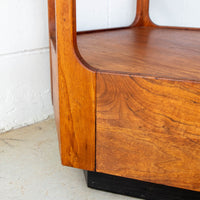 Midcentury Hexagon Table with Frosted Black Glass