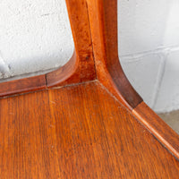 Midcentury Hexagon Table with Frosted Black Glass