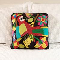 Brazilian Parrot Embroidery Pillow