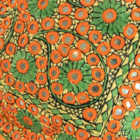 Indian Embroidered Pillowcases with Mirrors in Orange and Green