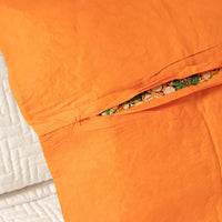 Indian Embroidered Pillowcases with Mirrors in Orange and Green