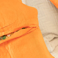 Indian Embroidered Pillowcases with Mirrors in Orange and Green