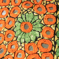 Indian Embroidered Pillowcases with Mirrors in Orange and Green