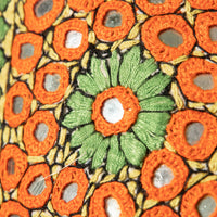 Indian Embroidered Pillowcases with Mirrors in Orange and Green