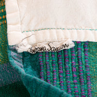 Green and Blue Stripe Indian Cotton Full Blankets with Fringe (Sold Individually)