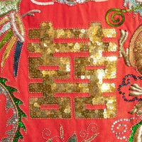 Antique Red Velvet Embroidered Sequence dragon and Chinese Wall Tapestry