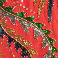 Antique Red Velvet Embroidered Sequence dragon and Chinese Wall Tapestry