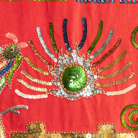 Antique Red Velvet Embroidered Sequence dragon and Chinese Wall Tapestry