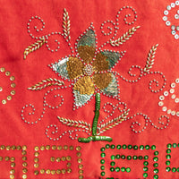 Antique Red Velvet Embroidered Sequence dragon and Chinese Wall Tapestry