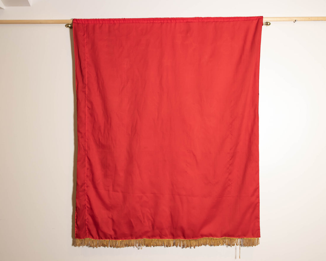 Antique Red Velvet Embroidered Sequence dragon and Chinese Wall Tapestry