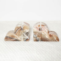 Set of 2 Pink Marbled Onyx Bookends