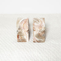 Set of 2 Pink Marbled Onyx Bookends