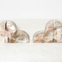 Set of 2 Pink Marbled Onyx Bookends