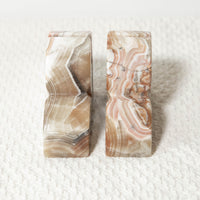 Set of 2 Pink Marbled Onyx Bookends