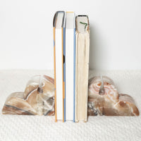 Set of 2 Pink Marbled Onyx Bookends