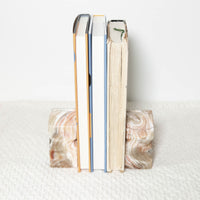 Set of 2 Pink Marbled Onyx Bookends