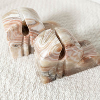Set of 2 Pink Marbled Onyx Bookends