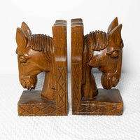 Monkey Pod Wood Horse Bookends