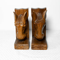 Monkey Pod Wood Horse Bookends