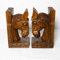 Monkey Pod Wood Horse Bookends
